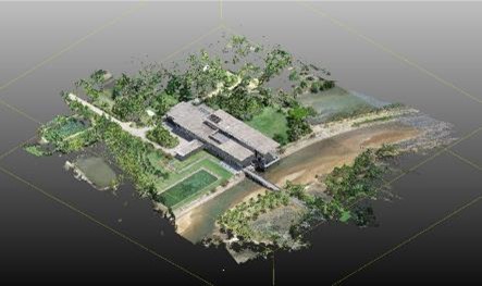 Rendu 3D du centre ICISE généré à partir de photographies acquises par drone